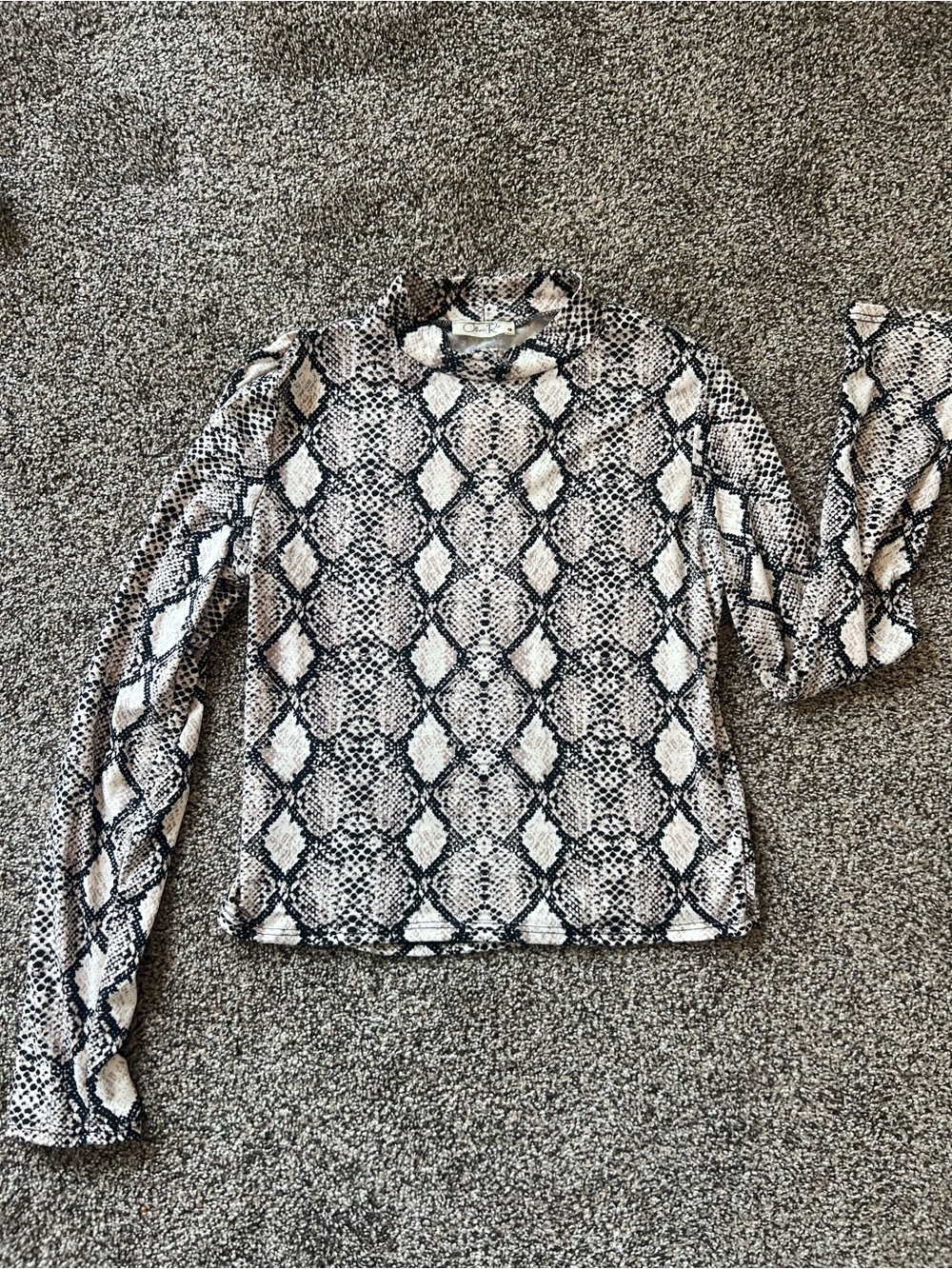 Snake Print Long-Sleeve Top - Neutral
